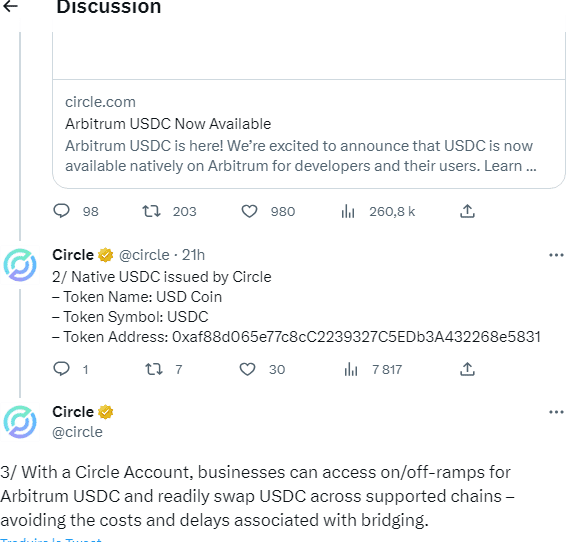 Circle USDC Announcement Tritter