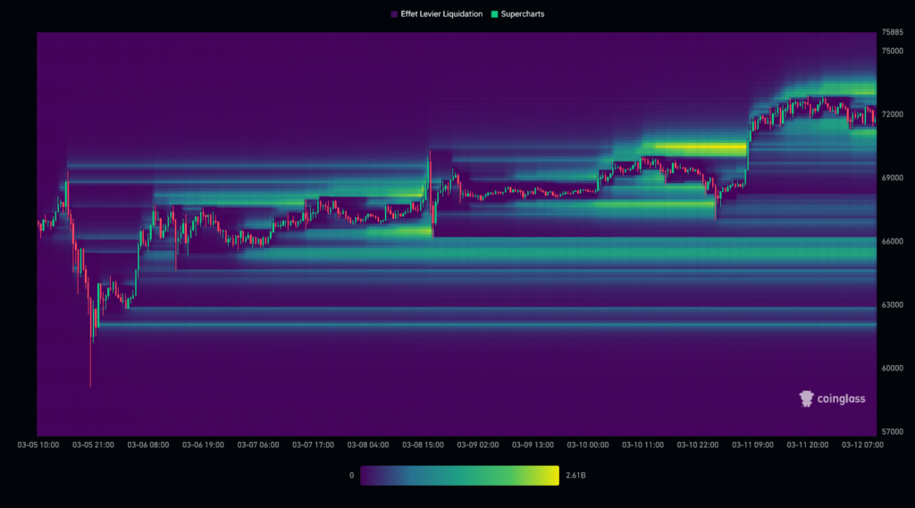 BTC Liquidation Heatmap (1 month)