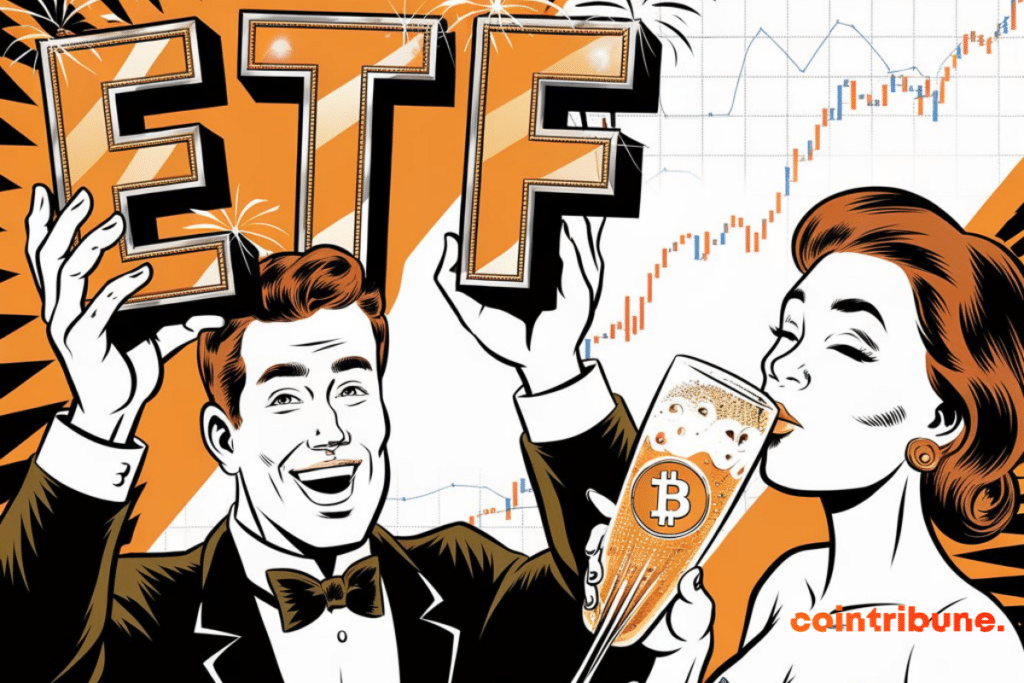 Traders toasting Bitcoin ETF performance