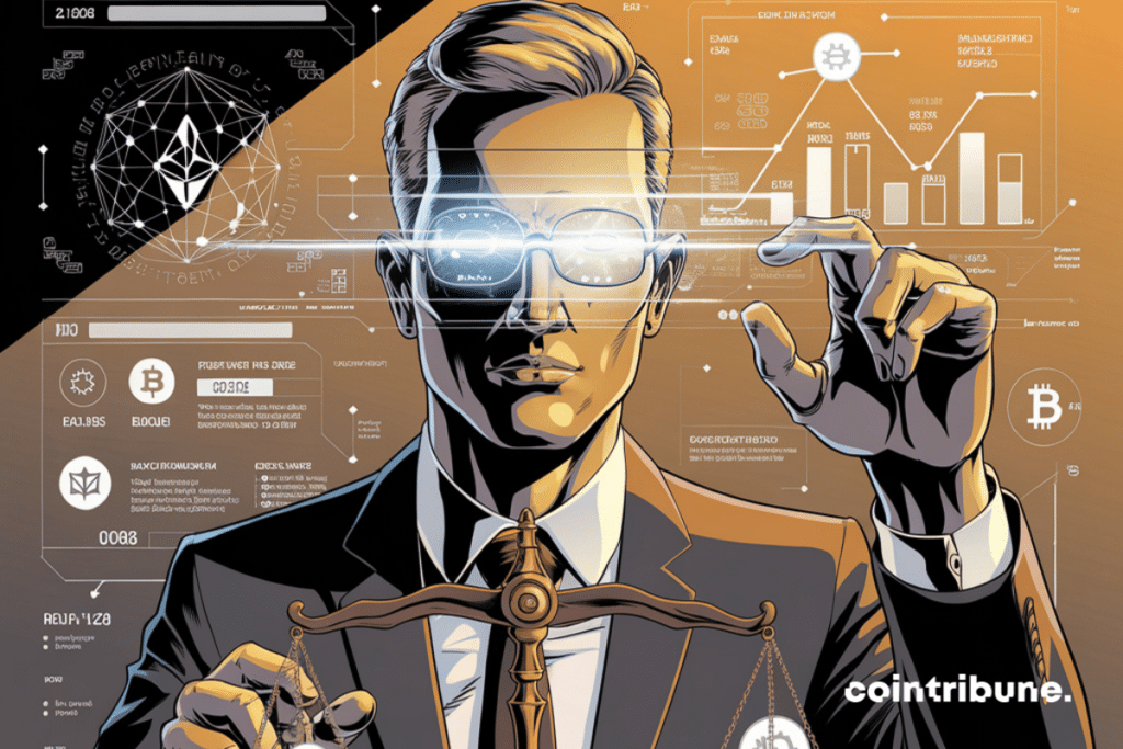 Illustration of an AI agent in the crypto universe