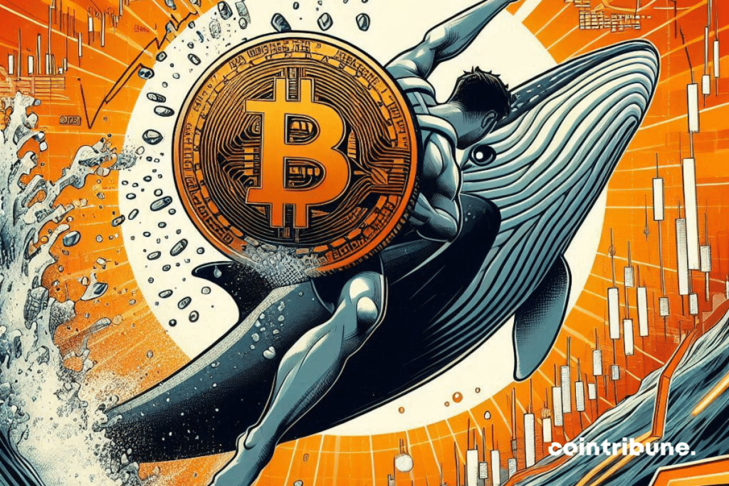 Illustration of bitcoin's plunge with a whale