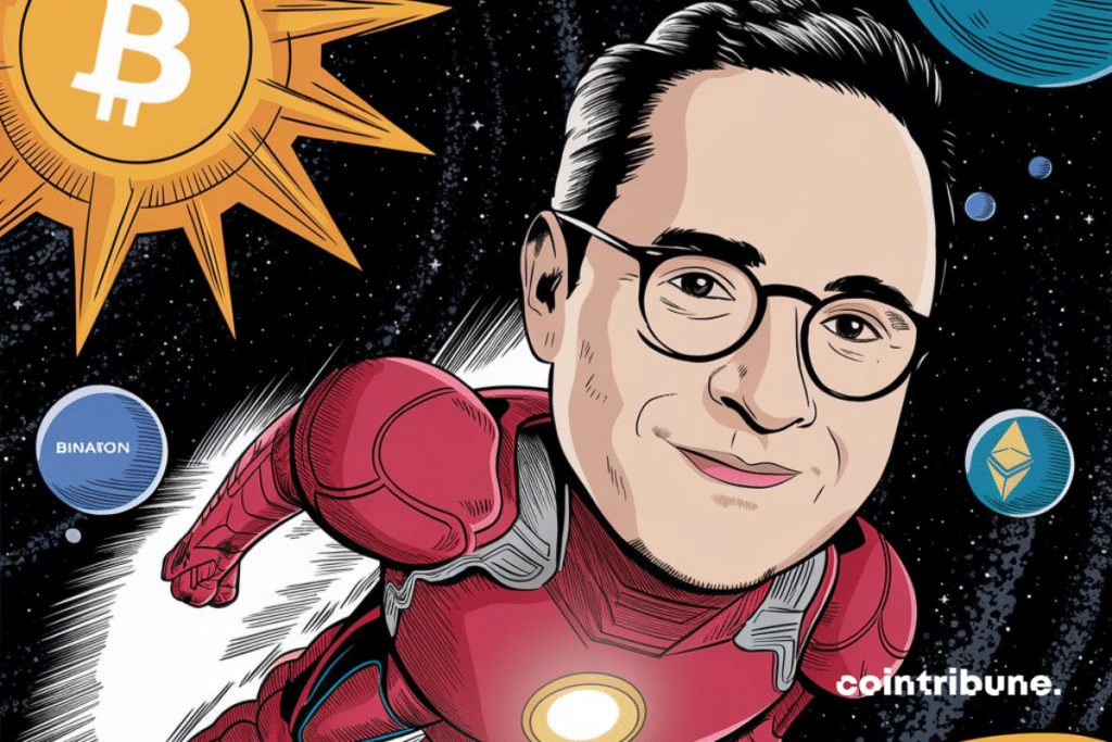 Illustration of the return of CZ to the crypto universe