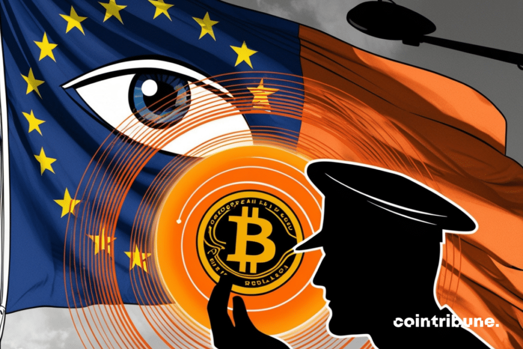 Illustration of high surveillance of bitcoin in Europe