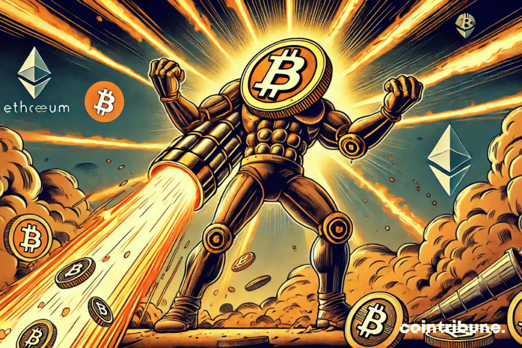 The explosion of bitcoin leaving the altcoins behind.