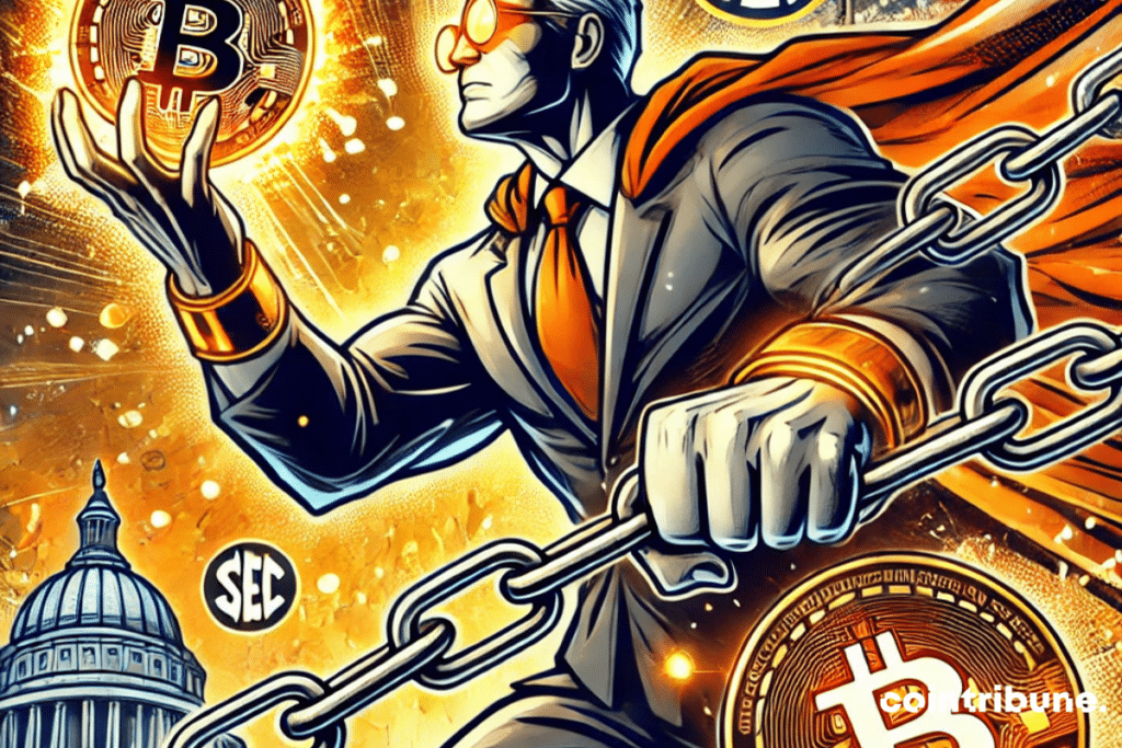 Representation of the SEC taking over cryptos