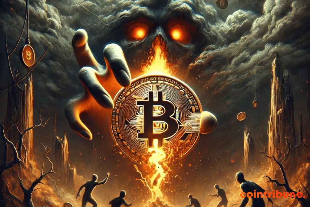 a deep fear of the unexpected in the crypto world. Bitcoin is cracking, releasing dark and uncontrollable forces, into a dystopian setting that symbolizes the chaos to come. Source: Evans Selemani