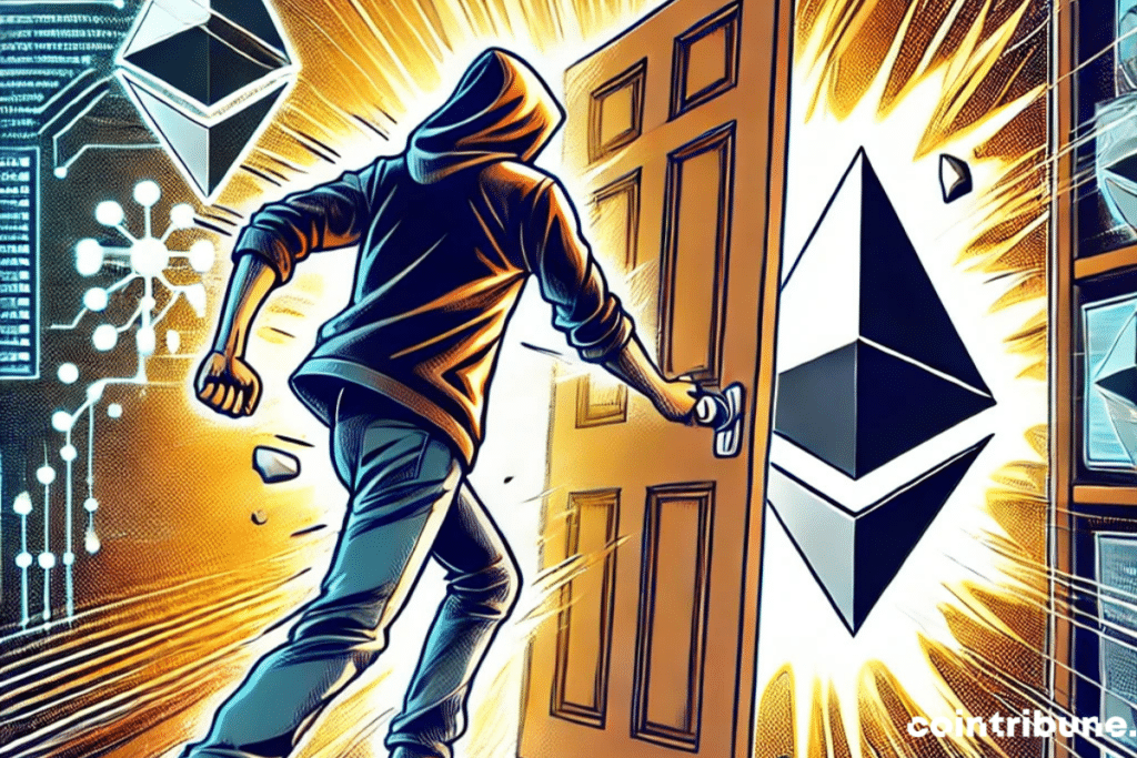 Depiction of a developer slamming the door behind him