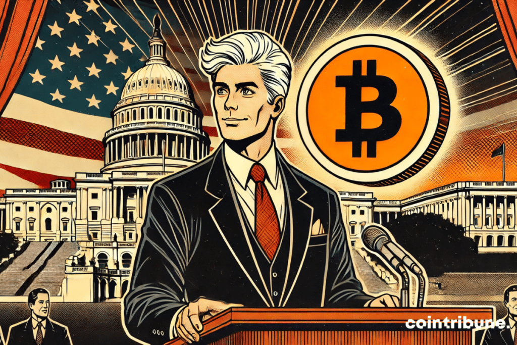 Scott holding a pro crypto speech in front of the Capitol