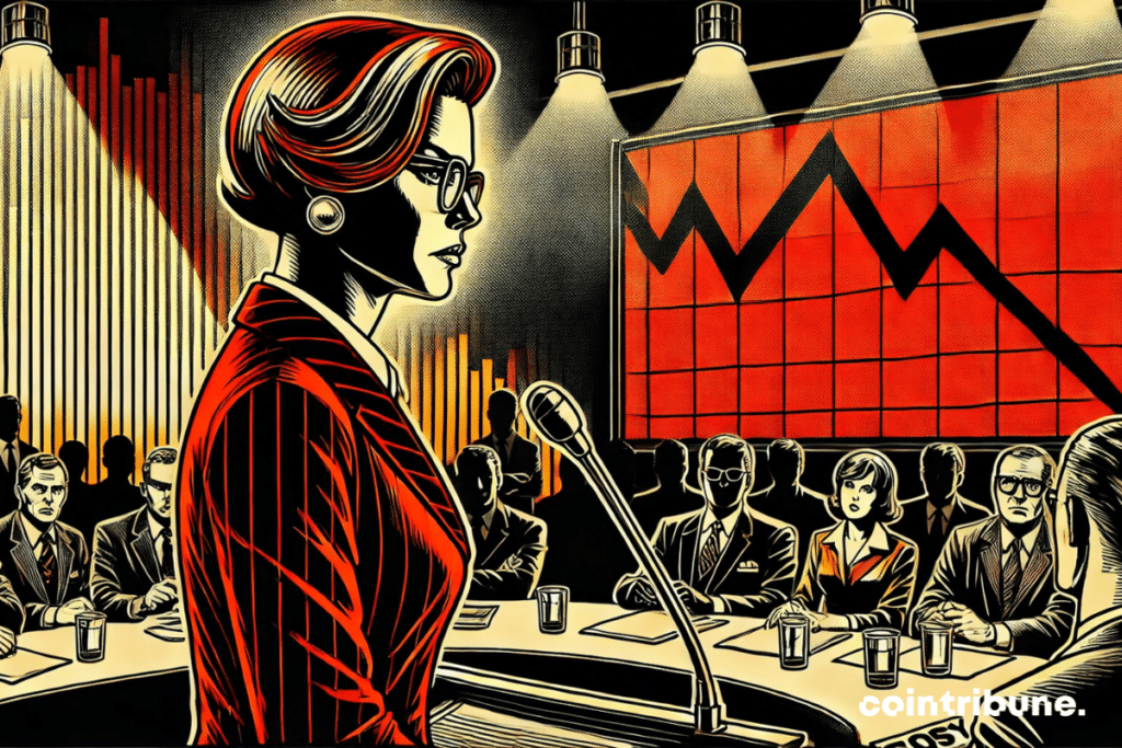 An IMF economist at a press conference on the situation of the world economy.