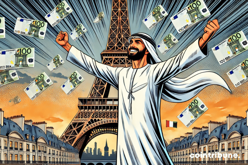 IA: The rain of tickets on the Eiffel Tower! It perfectly captures the energy and the impact of this investment of the United Arab Emirates in France.