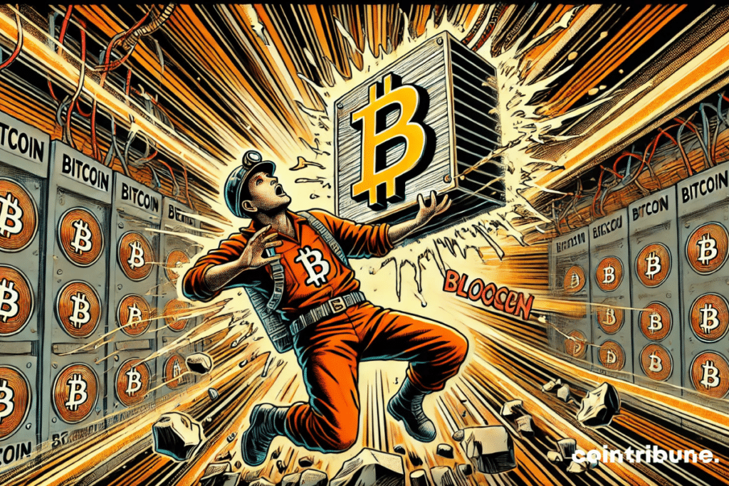 A bitcoin block explodes on a minor