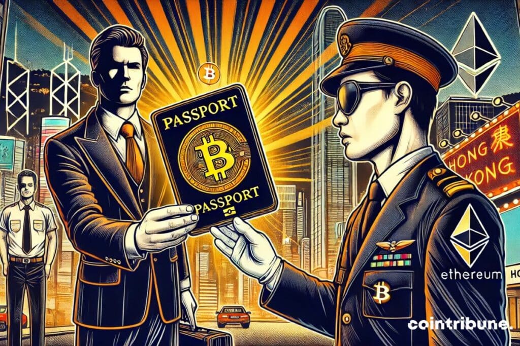 A crypto investor who presents a Bitcoin passport in Hong Kong
