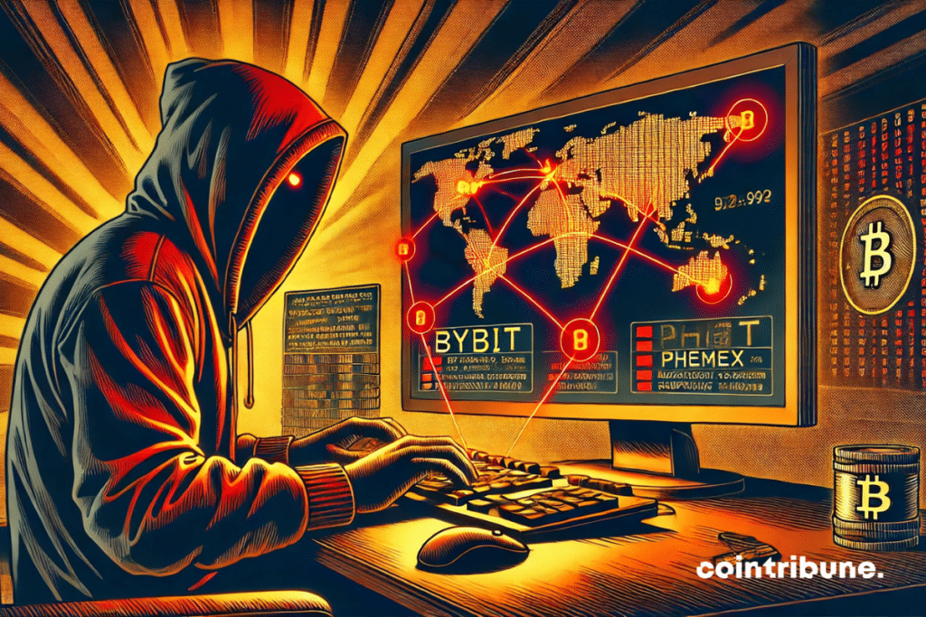 Hack manipulating a computer suggesting that Bybit and Phemex have a link