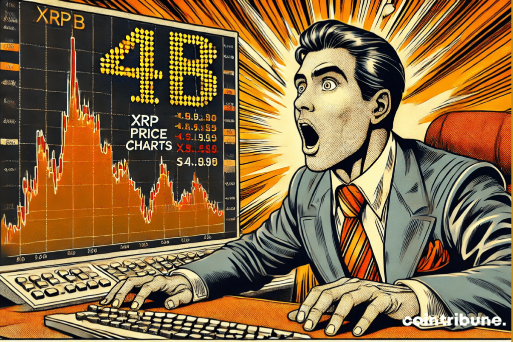 Crypto: an amazed trader in front of the screen displaying “4b” and the dazzling climb of the XRP!