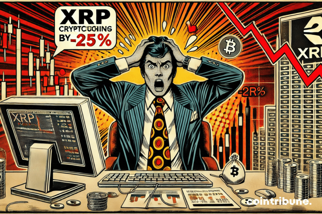 A panicked crypto trader in front of the collapse of the XRP!