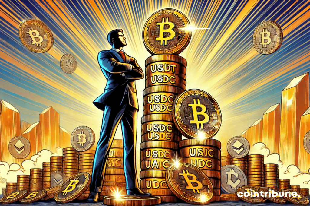 Crypto: a mountain of stablecoins symbolizing the historic market record.