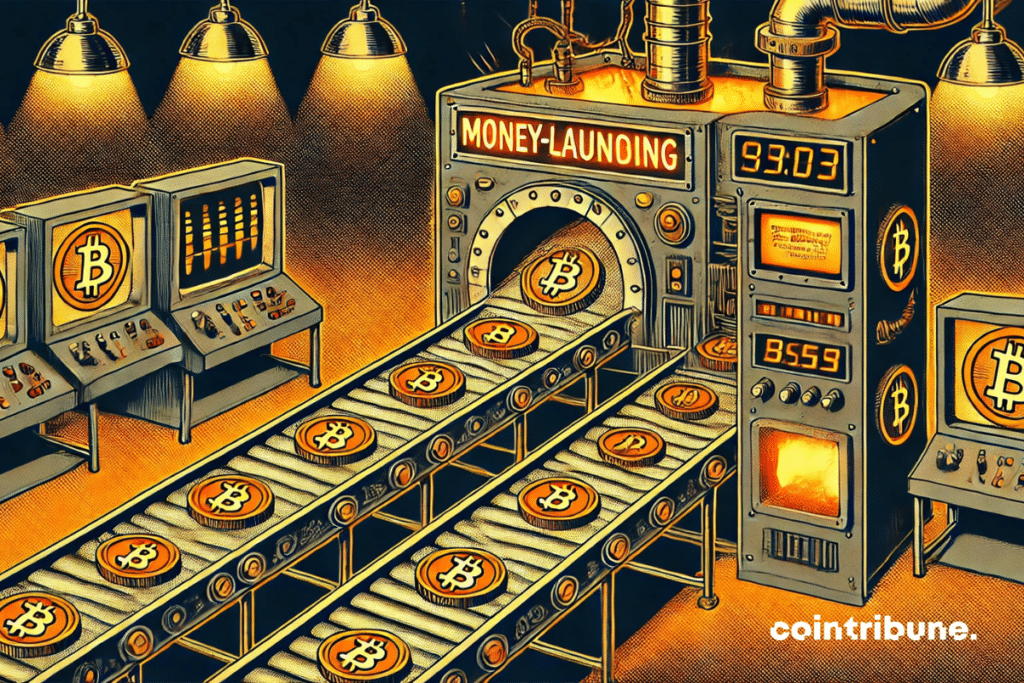 A machine transforming dirty tokens into clean cryptos.