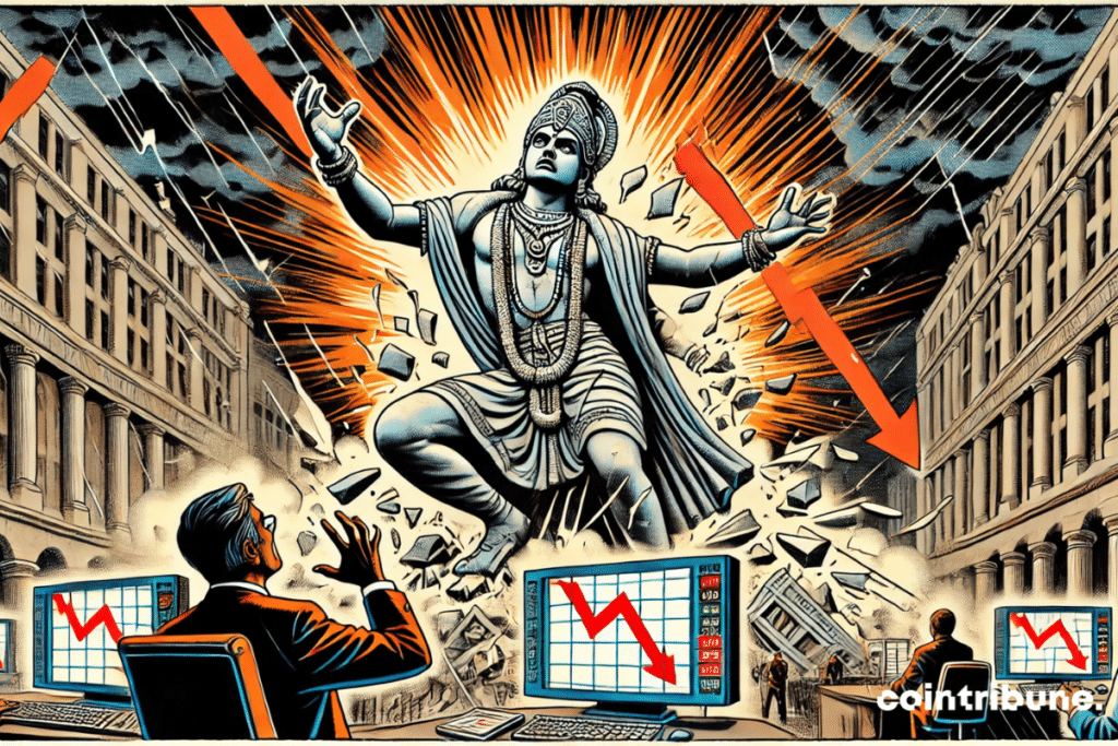 The statue of India collapsed