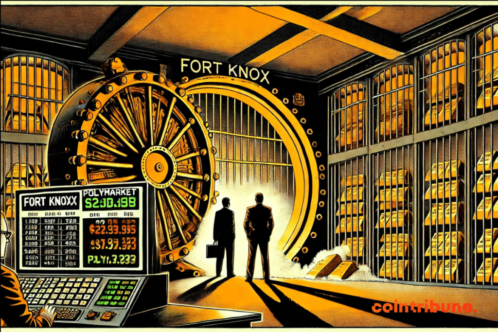 A half open gold safe