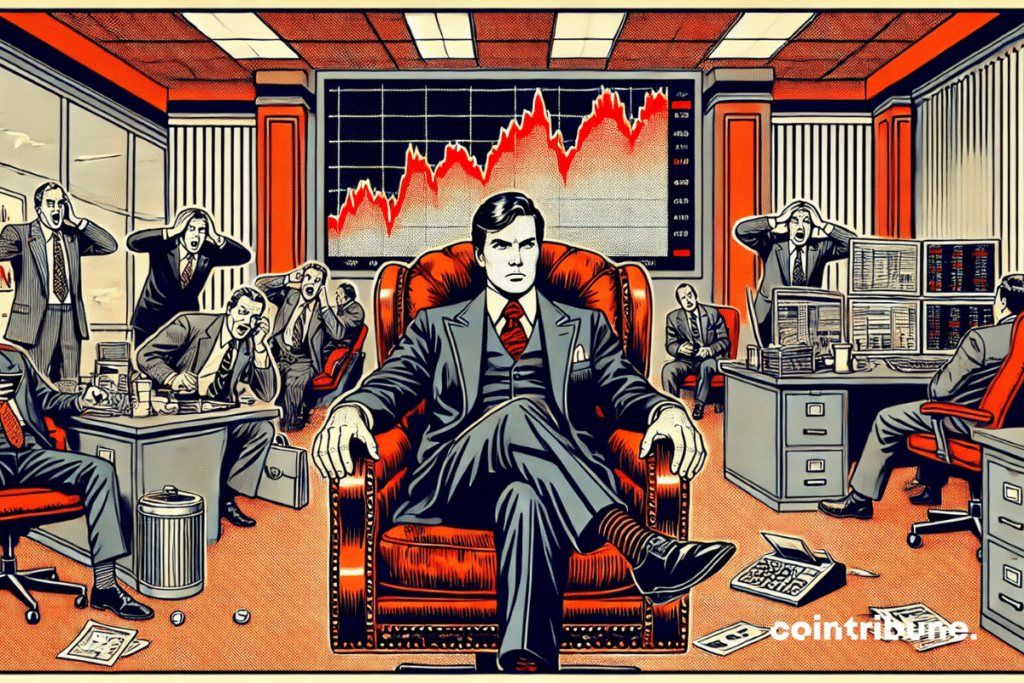 The CEO of Binance is calm in his office while Crypto panic reigns outside.