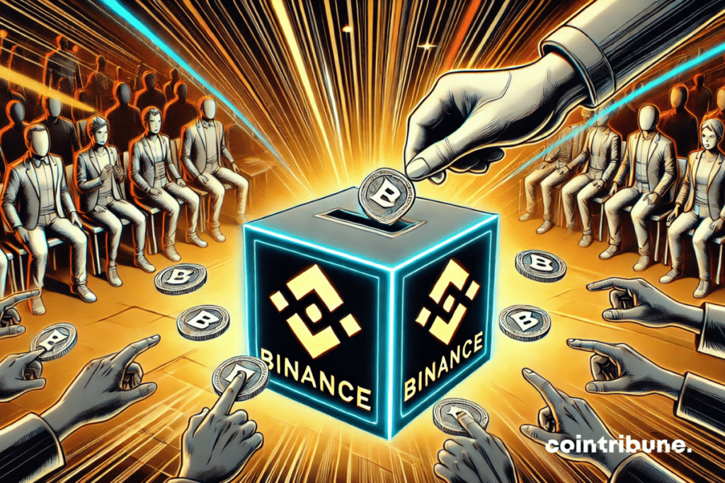 Binance urn and voting hands