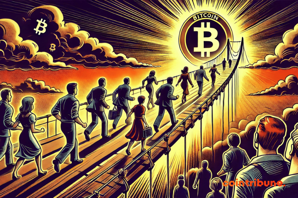 Bridge crossing to reach bitcoin