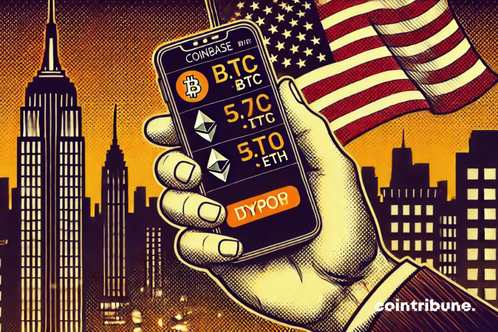 A smartphone displaying Bitcoin and Ethereum term contracts