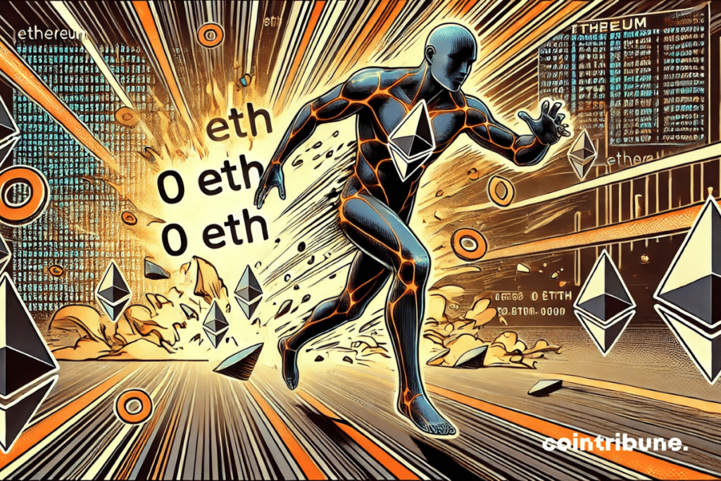 A character representing the crypto eth try to move forward