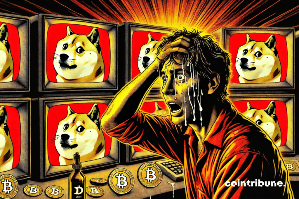 Trader in a panic at the end of the fall of the same