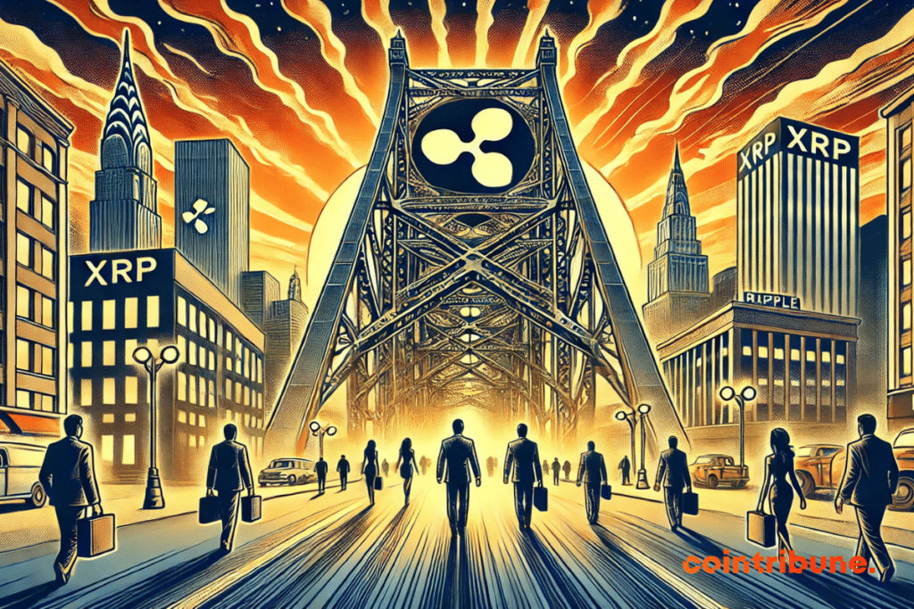 The Ripple/XRP bridge connecting two financial worlds, symbolizing a major strategic crypto advance!
