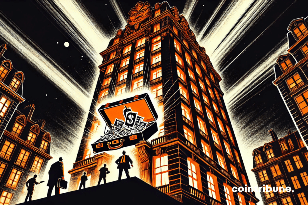 The invincible building: plan on the lookout on a Haussmannian anthropomorphized building at night.