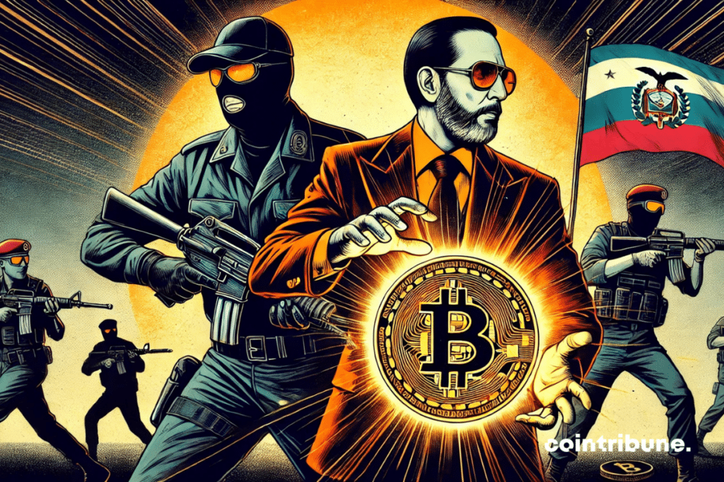 Nayib bukele with Bitcoin and weapons