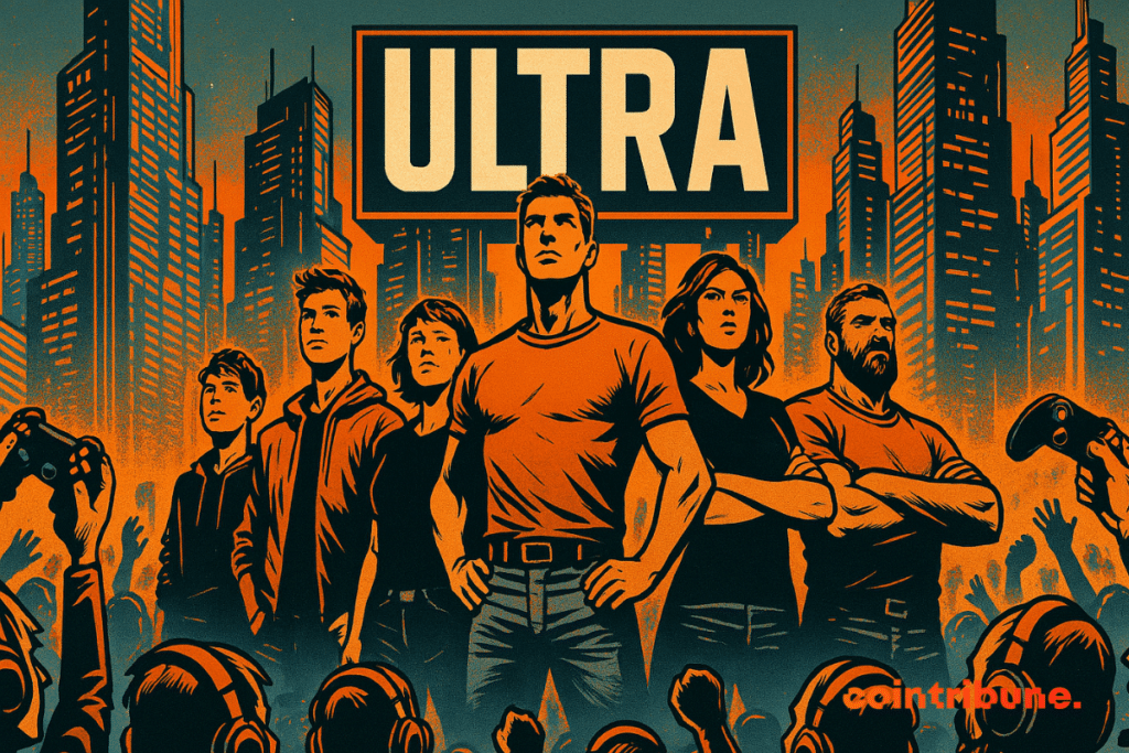 A team of leaders determined in front of a crowd of players, with the ultra logo in the background.