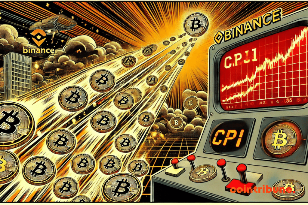 Illustration of a massive bitcoin influx on Binance