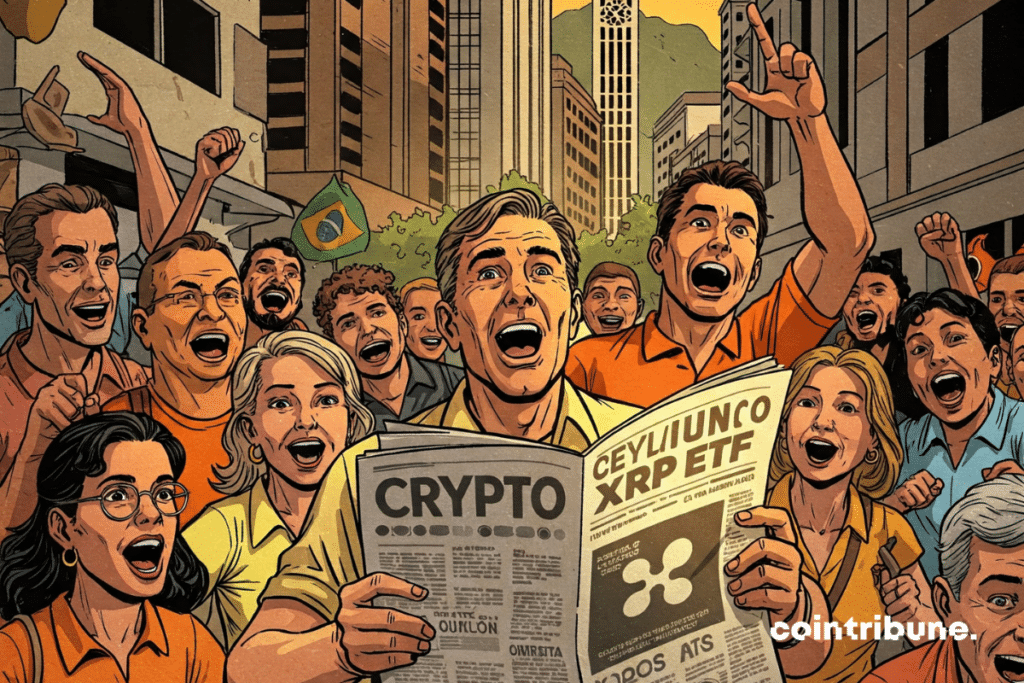 Euphoric crypto investors after the historic launch of an ETF XRP in Brazil.
