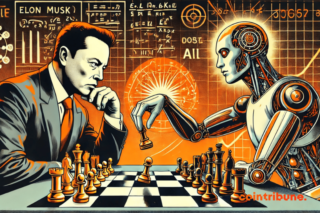 Elon Musk faces an AI to a futuristic chess game