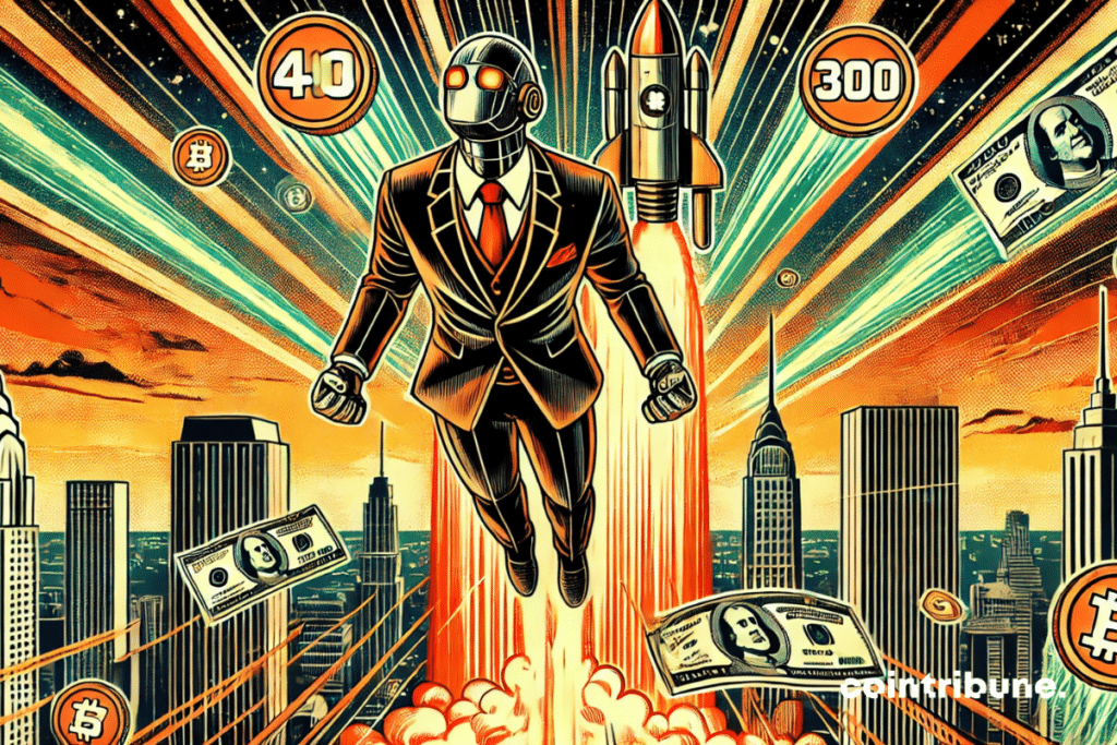 An AI personified that flies away, propelled by billions