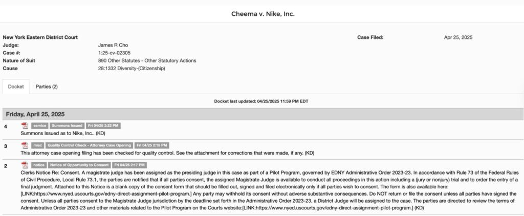 The complaint, filed before a Federal Court in Brooklyn on April 25, accuses Nike of having sold titles not recorded in the form of NFT, before