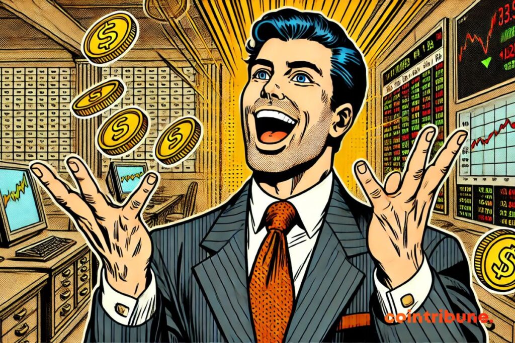 A crypto investor in joy after the rise in stablecoins.