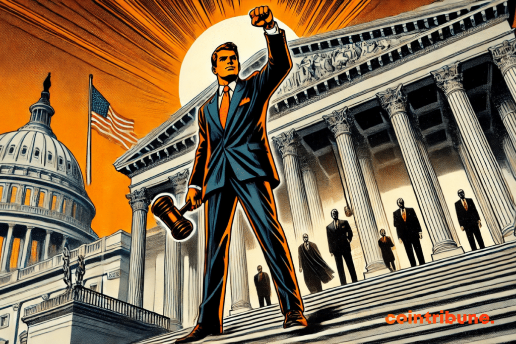 Trump's victorious posture on the Senate steps