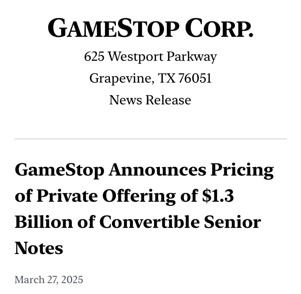 To finance this purchase of bitcoins, Gamesop relied on a fundraising of $ 1.3 billion via convertible bonds, confirming its desire to build a long -term strategy around this new allowance.