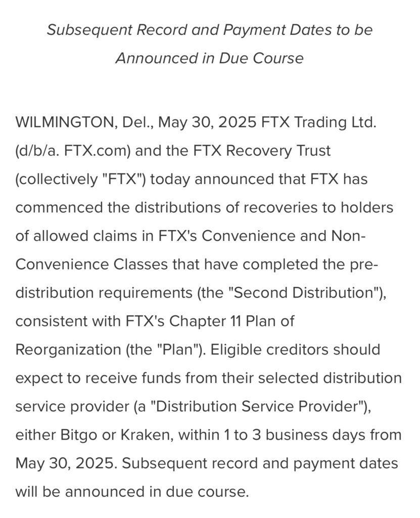 FTX is now making a new transfer of more than $ 5 billion to its former Crypto users.