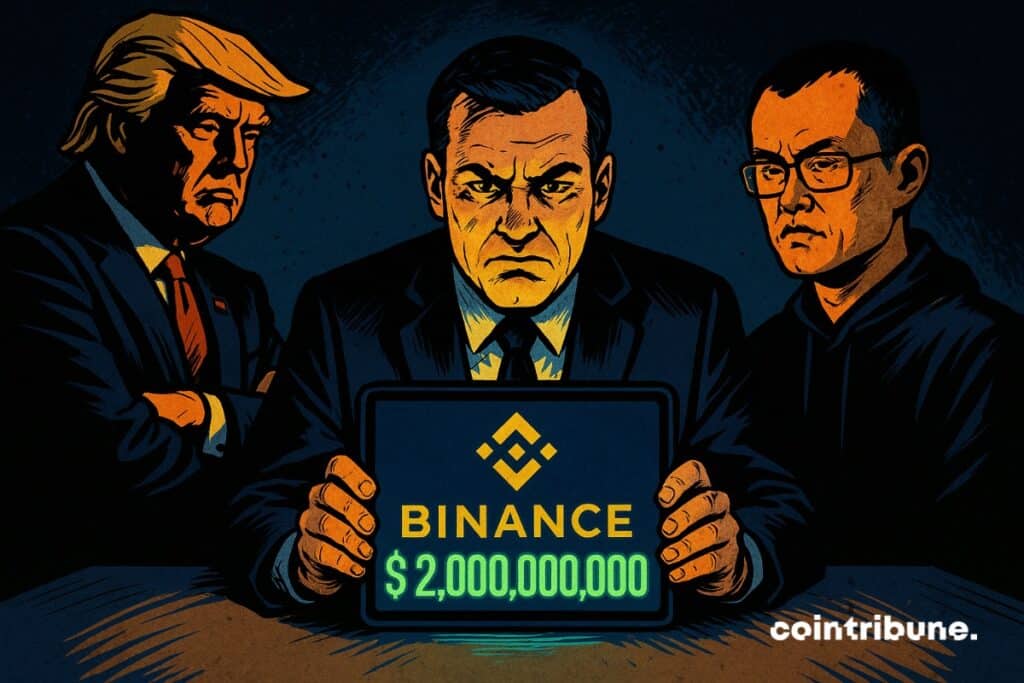 Donald Trump and Binance's ex-CEO, Changpeng Zhao, facing a federal agent who shows a suspicious transaction of $ 2 billion.