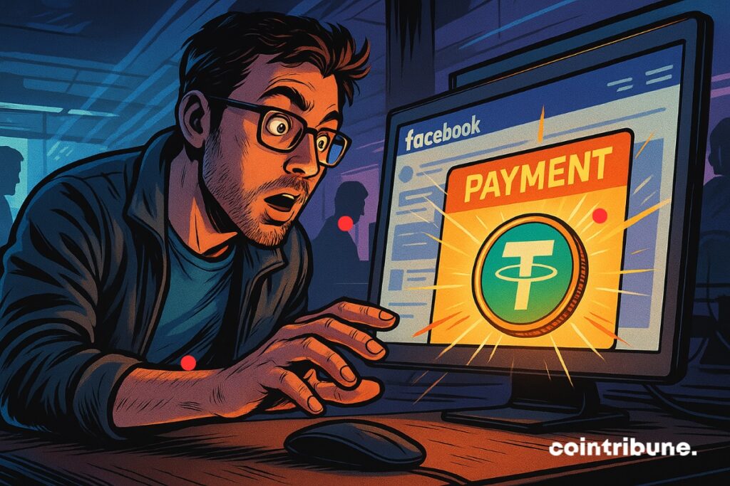A Facebook creator on Meta who receives a payment in Stablecoin Tether (USDT).