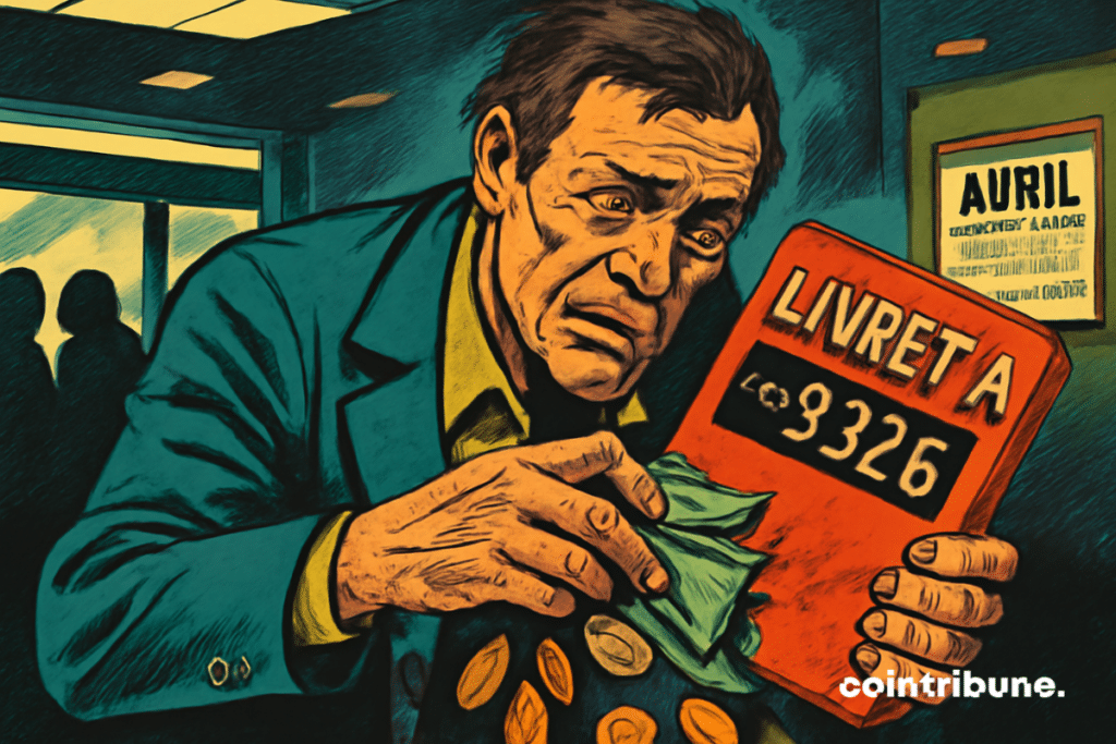 Illustration of a mature man with a worried face who holds a booklet A