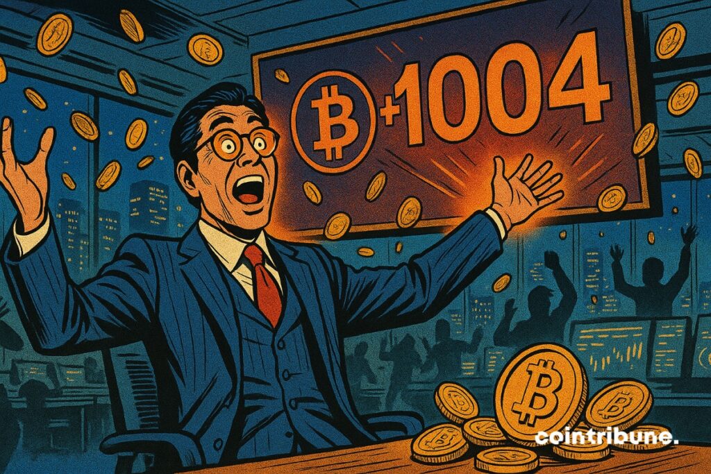The Metaplanet CEO in ecstasy after the purchase of 1004 additional bitcoins.