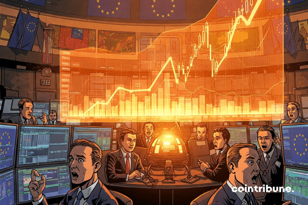 Scholarship in Europe with an electrifying atmosphere and characters reacting to a dazzling increase on their screens