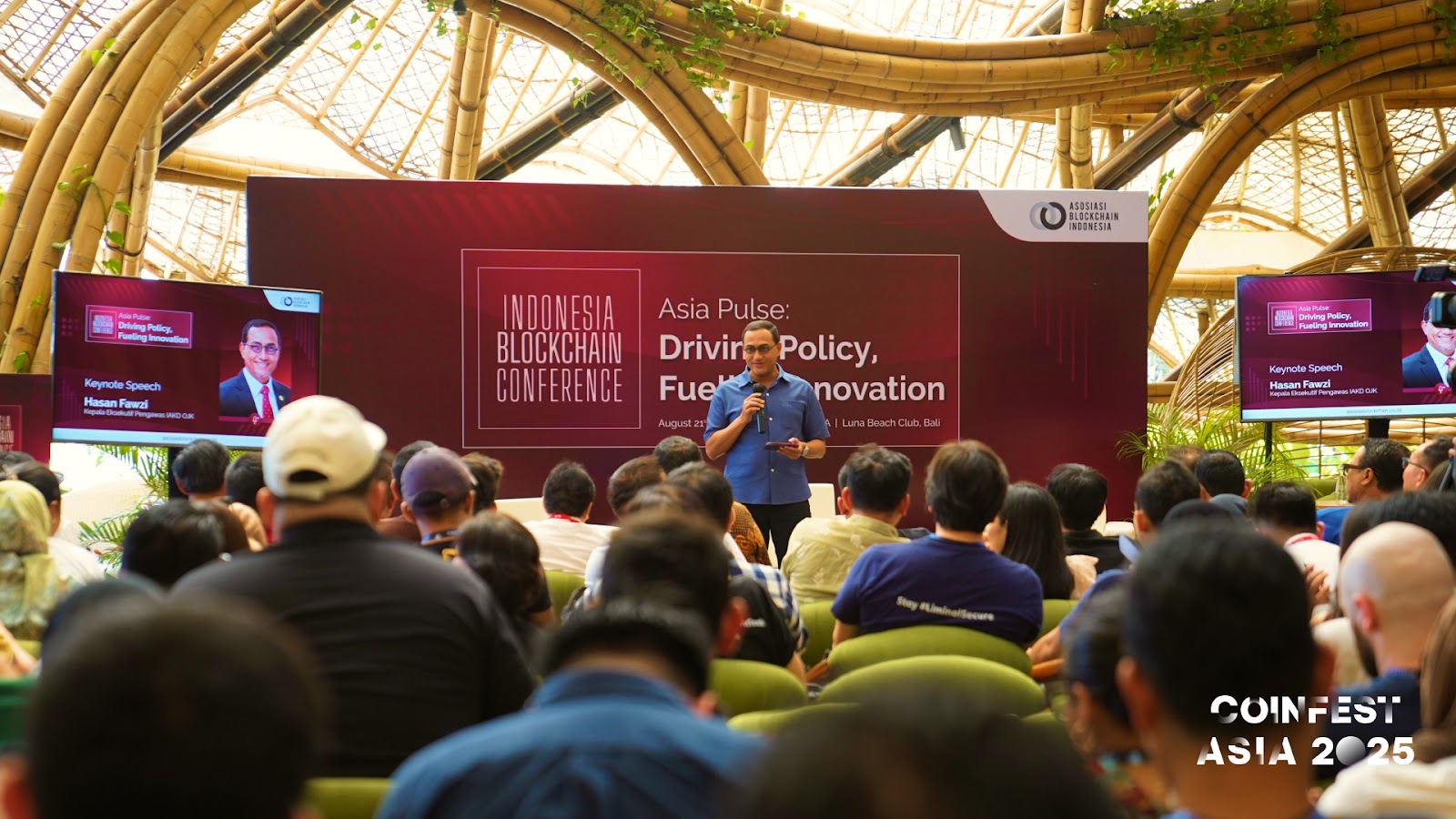 Chief Executive for Financial Sector Technology Innovation, Digital Financial Assets, and Crypto Assets Supervision, Hasan Fawzi Speaking at IBC. Source: Coinfest Asia