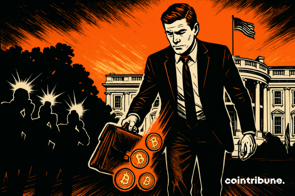 Departure under the spotlight in front of the White House of Bo Hines, director of the Crypto Council of Trump.