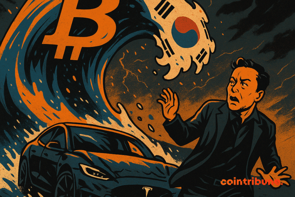 Elon Musk is backing down, frightened, faced with a Korean crypto wave crushing a hot tesla.